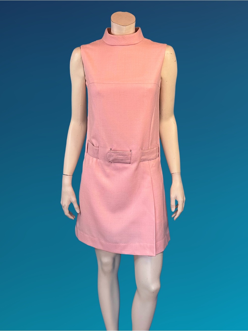 Vintage 1960s Pink Mod Mini Dress with Belt / XS S